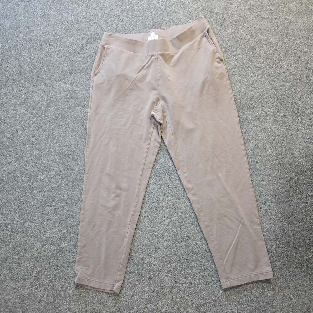 J Jill Pants Women Size XL Petite Tan Gray Ponte Slim Leg Pull On Stretch Casual